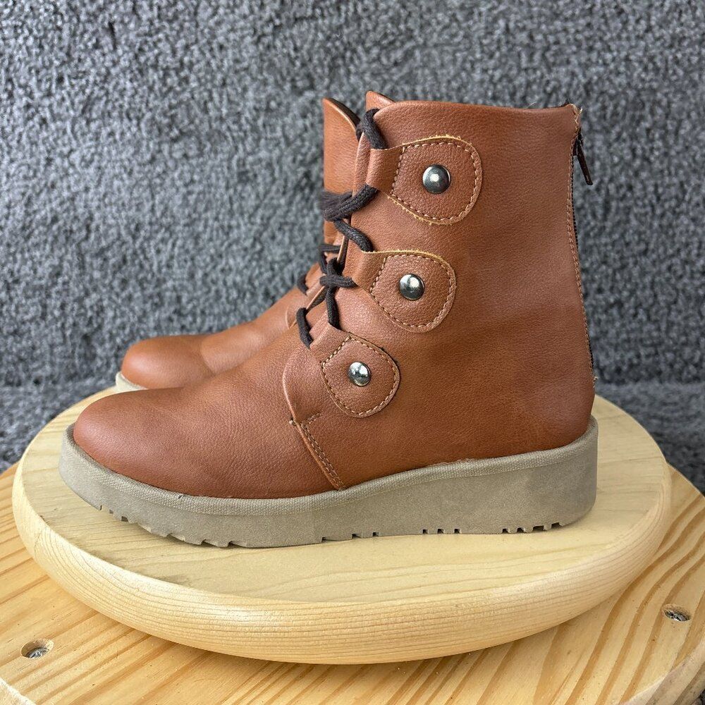 GH Bass Remi Boots Womens 7 Brown Lace Up Chunky Thick Sole